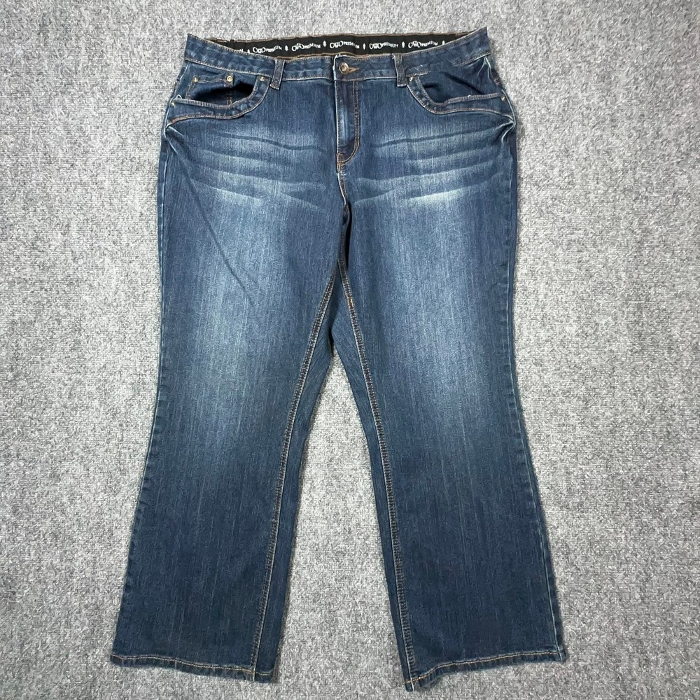 Cato Premium Womens Plus 18WP Dark Wash Bootcut Denim Jeans Embroidered Pockets